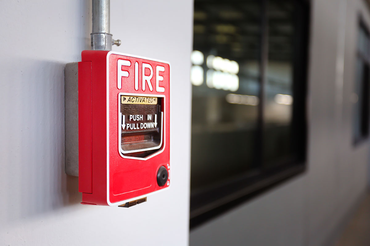 commercial fire alarm on wall
